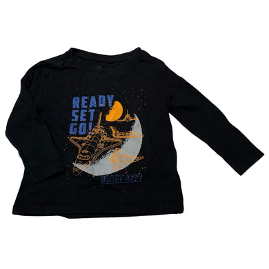 Boys Anko, cotton long sleeve tee / top, space, EUC, size 2,  