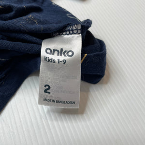 Boys Anko, navy cotton tee / top, EUC, size 2,  