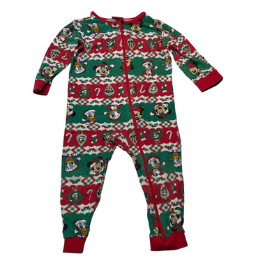 Unisex Disney, Mickey / Minnie Mouse Christmas zip romper, wash fade & pilling, FUC, size 1,  