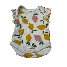 Load image into Gallery viewer, Girls Baby Berry, soft cotton bodysuit / romper, lemons, GUC, size 0000,  