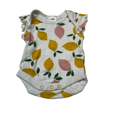 Girls Baby Berry, soft cotton bodysuit / romper, lemons, GUC, size 0000,  