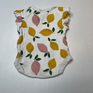 Girls Baby Berry, soft cotton bodysuit / romper, lemons, GUC, size 0000,  