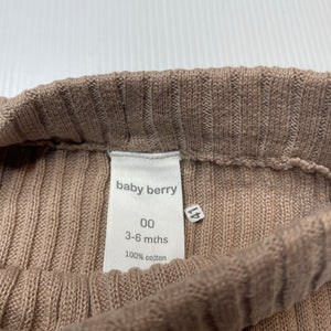 Unisex Baby Berry, ribbed knit cotton bottoms, elasticated, EUC, size 00,  