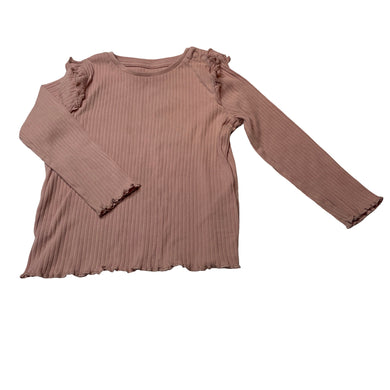 Girls M&S, pink ribbed cotton long sleeve top, EUC, size 2,  