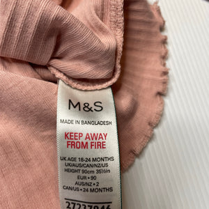 Girls M&S, pink ribbed cotton long sleeve top, EUC, size 2,  