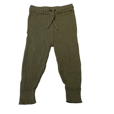 Unisex Baby Berry, khaki ribbed knit cotton pants / bottoms, elasticated, GUC, size 1,  