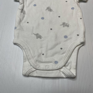 Unisex Country Road, organic cotton blend bodysuit / romper, elephants, EUC, size 000,  