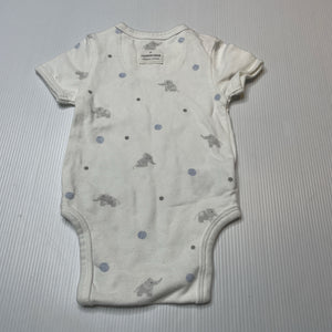 Unisex Country Road, organic cotton blend bodysuit / romper, elephants, EUC, size 000,  