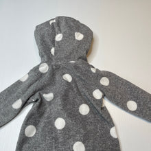 Load image into Gallery viewer, Girls grey, soft fleece zip hooded romper, GUC, size 00,  