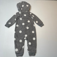 Load image into Gallery viewer, Girls grey, soft fleece zip hooded romper, GUC, size 00,  