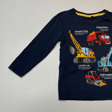 Load image into Gallery viewer, Boys Anko, navy cotton long sleeve tee / top, diggers, EUC, size 2,  