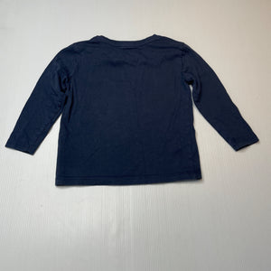 Boys Anko, navy cotton long sleeve tee / top, diggers, EUC, size 2,  