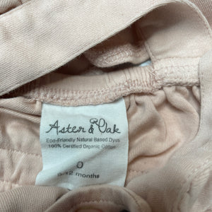 Girls Aster & Oak, embroidered organic cotton ruffle romper, EUC, size 0,  