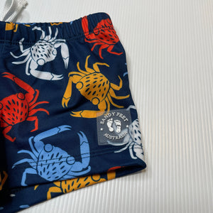 Boys SANDY FEET, UPF 50+ swim shorts / bottoms, crabs, EUC, size 2,  