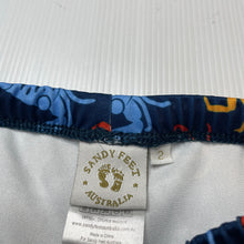 Load image into Gallery viewer, Boys SANDY FEET, UPF 50+ swim shorts / bottoms, crabs, EUC, size 2,  