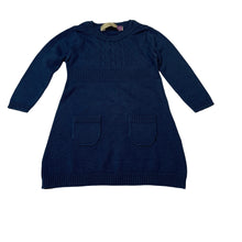Load image into Gallery viewer, Girls Lily &amp; Dan, navy knitted cotton long sleeve dress, GUC, size 0, L: 38cm