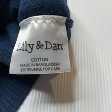 Load image into Gallery viewer, Girls Lily &amp; Dan, navy knitted cotton long sleeve dress, GUC, size 0, L: 38cm