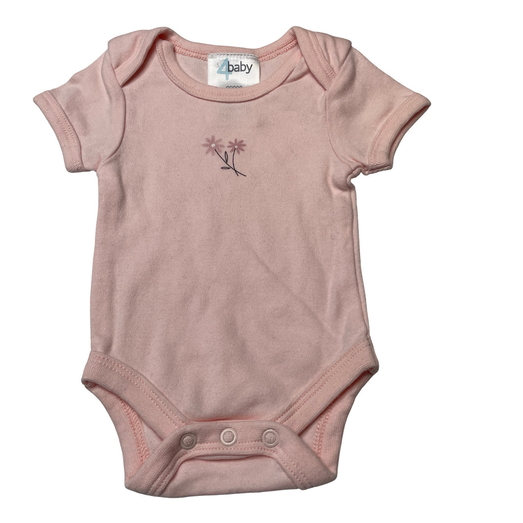 Girls 4 Baby, pink cotton bodysuit / romper, EUC, size 00000,  