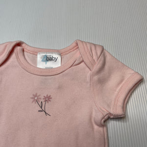 Girls 4 Baby, pink cotton bodysuit / romper, EUC, size 00000,  