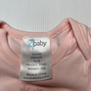 Girls 4 Baby, pink cotton bodysuit / romper, EUC, size 00000,  