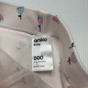 Girls Anko, floral cotton leggings / bottoms, EUC, size 000,  