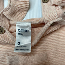 Load image into Gallery viewer, Girls Anko, pink knitted cotton overalls dress, EUC, size 0, L: 36cm