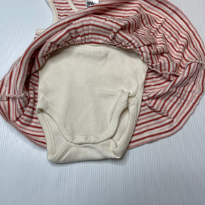 Girls Anko, striped ribbed cotton romper dress, EUC, size 000,  