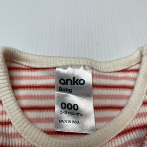Girls Anko, striped ribbed cotton romper dress, EUC, size 000,  