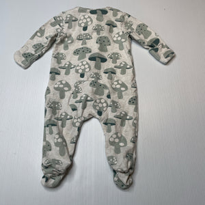 Unisex Seed, stretchy zip coverall / romper, toadstools, GUC, size 0000,  
