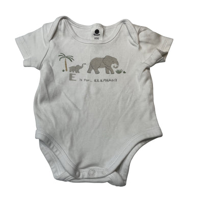 Unisex Dymples, cotton bodysuit / romper, elephant, GUC, size 000,  
