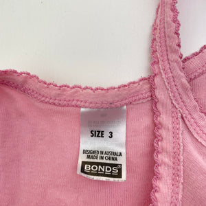 Girls Bonds, pink cotton singlet top, GUC, size 3,  