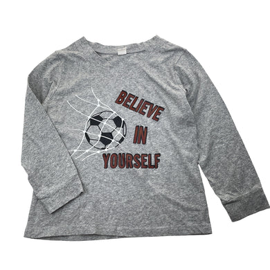 Boys SHEIN, grey marle long sleeve tee / top, soccer, EUC, size 8,  