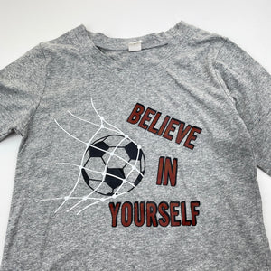 Boys SHEIN, grey marle long sleeve tee / top, soccer, EUC, size 8,  