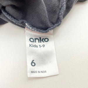 Girls Anko, grey cotton long sleeve tee / top, GUC, size 6,  