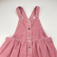 Load image into Gallery viewer, Girls Matalan, chunky corduroy cotton overalls dress / pinafore, GUC, size 3-4, L: 53cm