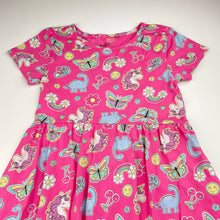 Load image into Gallery viewer, Girls Anko, cotton dress, unicorns &amp; dinosaurs, GUC, size 7, L: 59cm