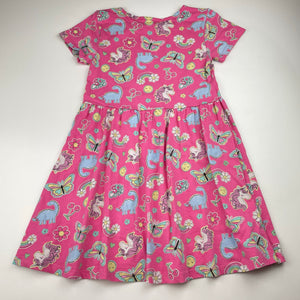 Girls Anko, cotton dress, unicorns & dinosaurs, GUC, size 7, L: 59cm