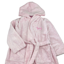 Load image into Gallery viewer, Girls Peter Alexander, pink hooded dressing gown / bath robe, GUC, size 4,  