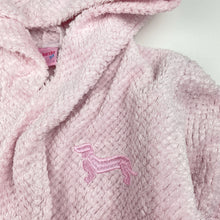 Load image into Gallery viewer, Girls Peter Alexander, pink hooded dressing gown / bath robe, GUC, size 4,  