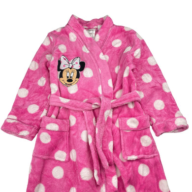 Girls Disney, Minnie Mouse embroidered fleece dressing gown / bath robe, FUC, size 4,  