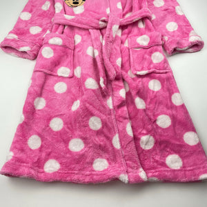 Girls Disney, Minnie Mouse embroidered fleece dressing gown / bath robe, FUC, size 4,  
