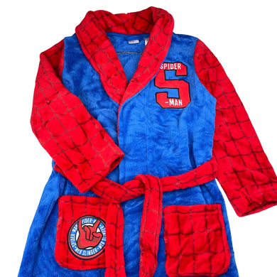 Boys Marvel, Spiderman soft fleece dressing gown / bath robe, EUC, size 7,  