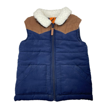 Boys Tilt, navy & brown puffer vest / sleeveless jacket, EUC, size 3,  