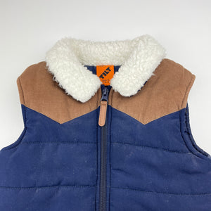 Boys Tilt, navy & brown puffer vest / sleeveless jacket, EUC, size 3,  