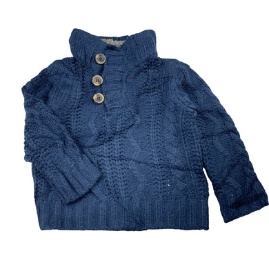 Boys Pumpkin Patch, navy chunky knit sweater / jumper, EUC, size 1,  