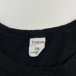 Unisex SHEIN, black tee / top, snacks, GUC, size 6,  