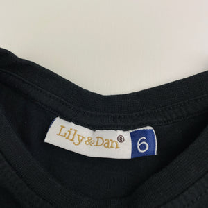 Girls Lily & Dan, black cotton long sleeve tee / top, FUC, size 6,  