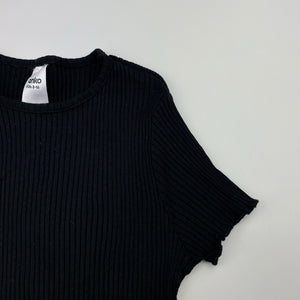 Girls Anko, black stretchy ribbed tee / top, EUC, size 8,  