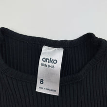 Load image into Gallery viewer, Girls Anko, black stretchy ribbed tee / top, EUC, size 8,  