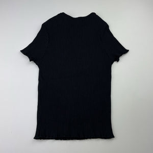 Girls Anko, black stretchy ribbed tee / top, EUC, size 8,  